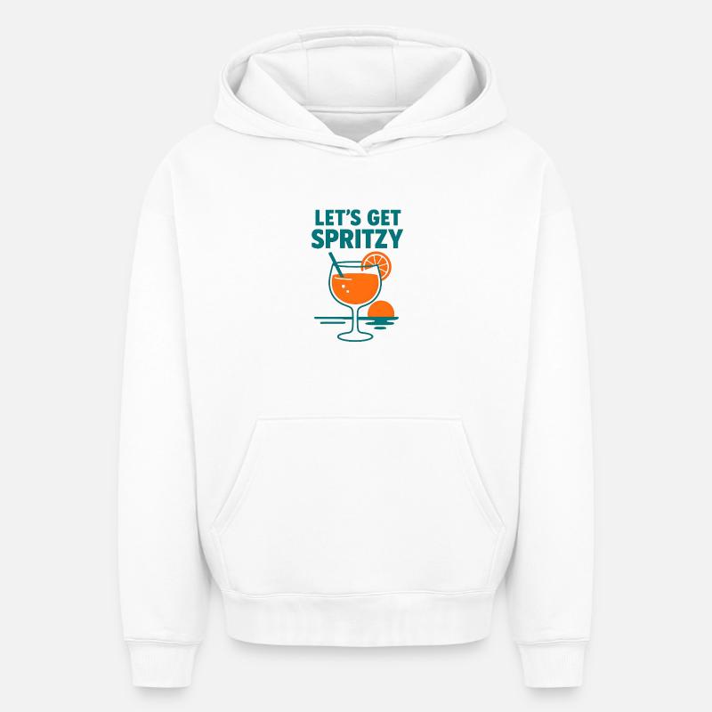 On va spritzy - Sweat à capuche unisexe oversize épais SPREAD - blanc