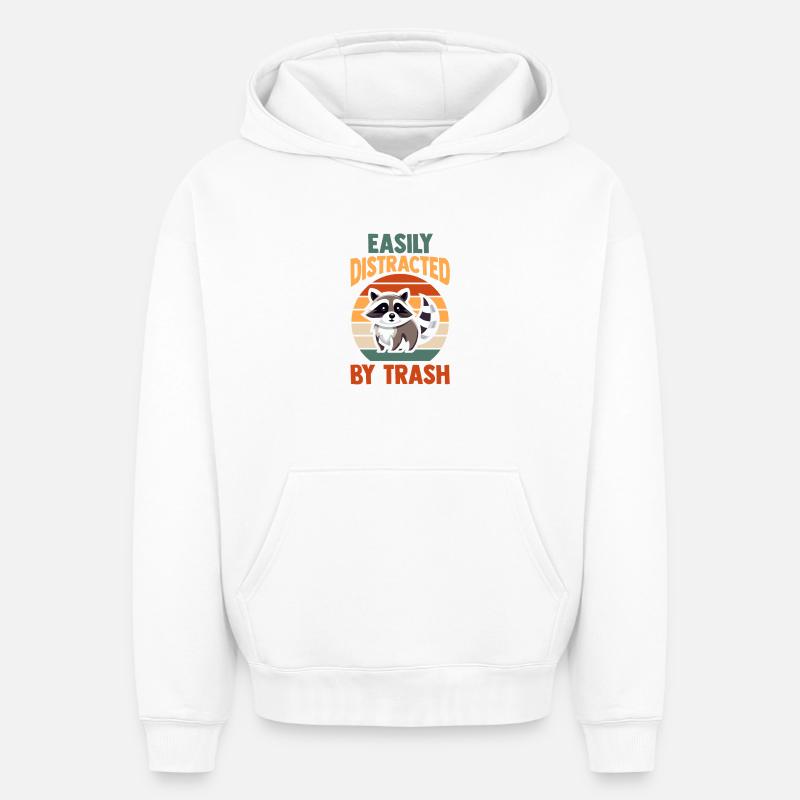 Panda Poubelle - Sweat à capuche unisexe oversize épais SPREAD - blanc