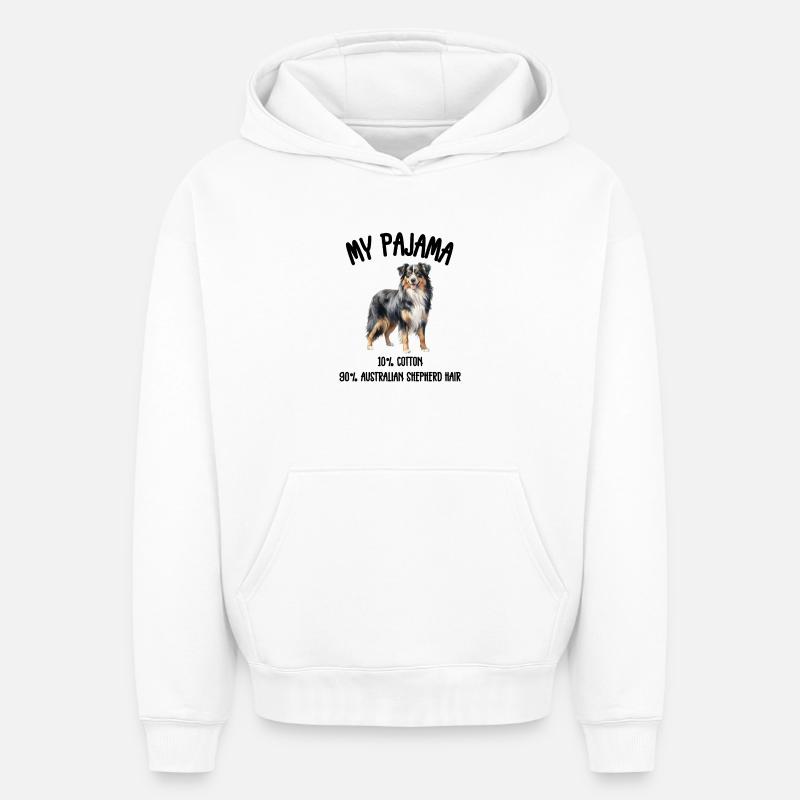 Pyjama du berger australien - Sweat à capuche unisexe oversize épais SPREAD - blanc