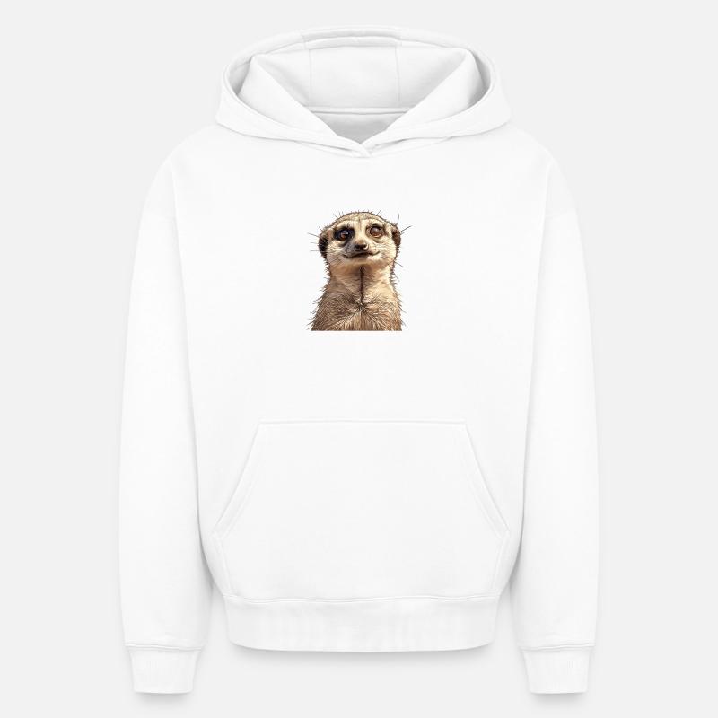 Suricate Erdmännchen - Sweat à capuche unisexe oversize épais SPREAD - blanc