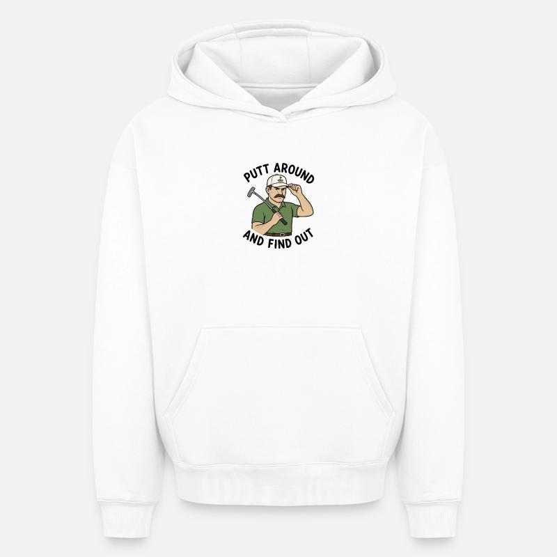 Putt un peu et découvre : - Sweat à capuche unisexe oversize épais SPREAD - blanc