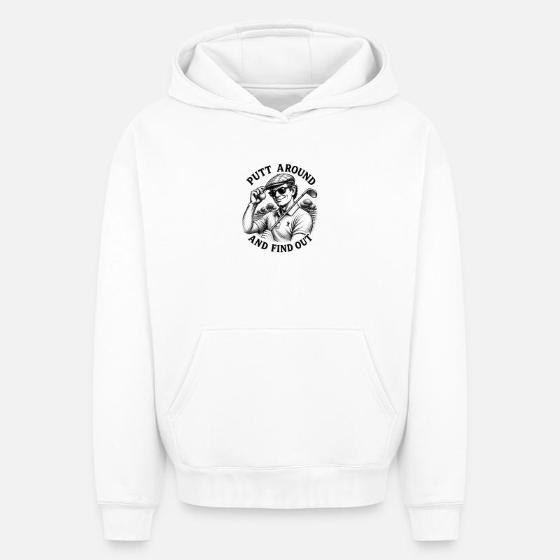 Putt un peu et découvre : - Sweat à capuche unisexe oversize épais SPREAD - blanc