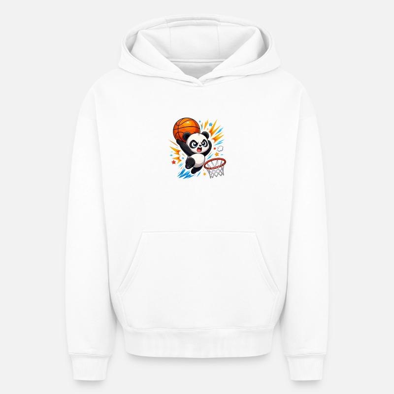 Puissant Panda Slam Dunk - Sweat à capuche unisexe oversize épais SPREAD - blanc