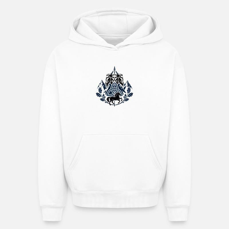 Emblème slave de Triglav - Sweat à capuche unisexe oversize épais SPREAD - blanc