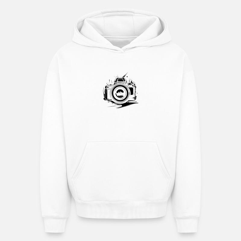 Caméra - Sweat à capuche unisexe oversize épais SPREAD - blanc