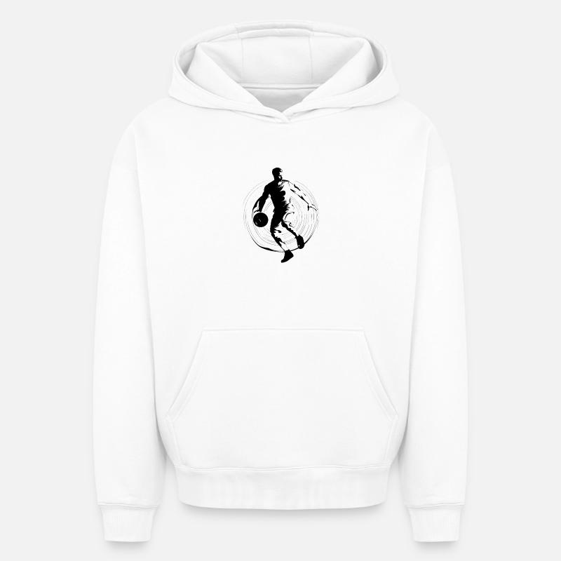 Conception de basket-ball - Sweat à capuche unisexe oversize épais SPREAD - blanc