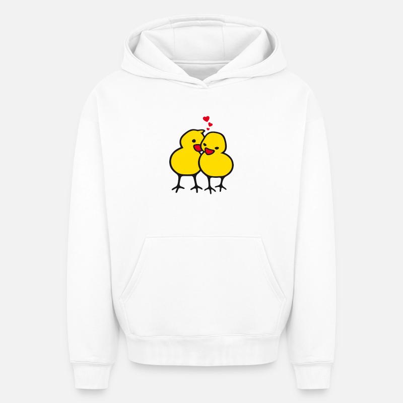 chicks in love (b) - Sweat à capuche unisexe oversize épais SPREAD - blanc
