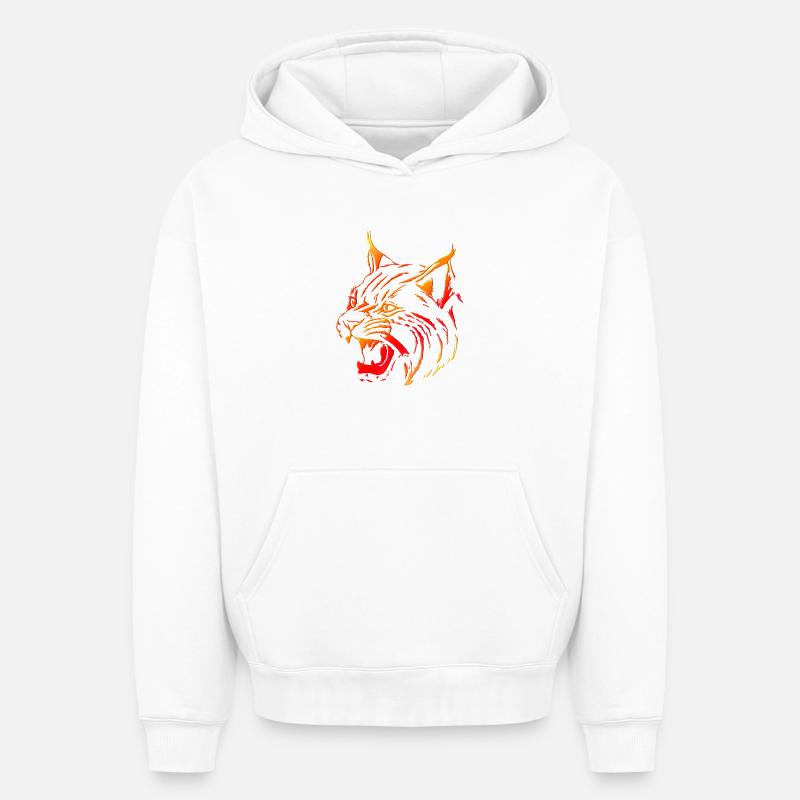 Lynx (01) - Sweat à capuche unisexe oversize épais SPREAD - blanc