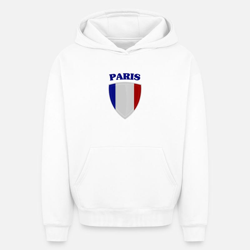 Paris (Paris) - Sweat à capuche unisexe oversize épais SPREAD - blanc