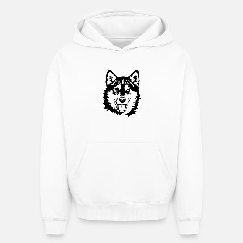 Alaskan Malamute tête - Sweat à capuche unisexe oversize épais SPREAD - blanc
