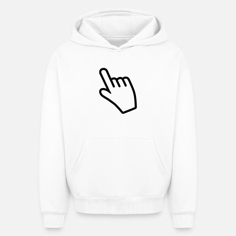 Main pointant quelque chose avec l’index - Sweat à capuche unisexe oversize épais SPREAD - blanc