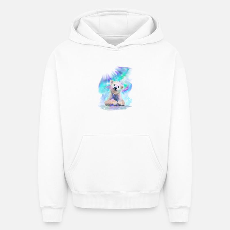 Ours blanc - Sweat à capuche unisexe oversize épais SPREAD - blanc