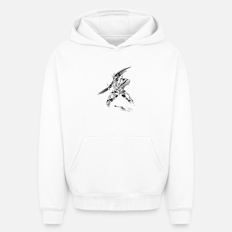 Sketch Warrior - Sweat à capuche unisexe oversize épais SPREAD - blanc