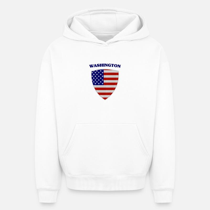 Washington - Sweat à capuche unisexe oversize épais SPREAD - blanc