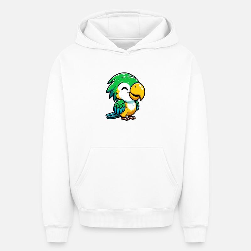 Perroquet - Sweat à capuche unisexe oversize épais SPREAD - blanc