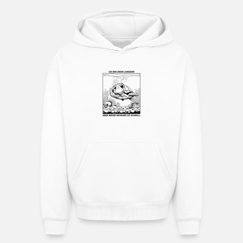 Tortue opiniâtre - Sweat à capuche unisexe oversize épais SPREAD - blanc