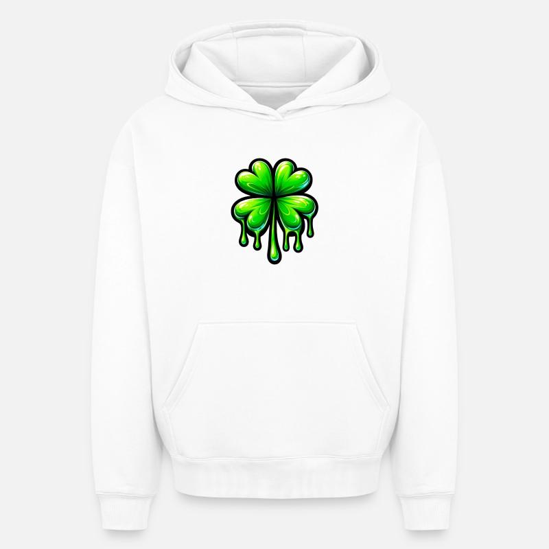 Trèfle à quatre feuilles - Sweat à capuche unisexe oversize épais SPREAD - blanc