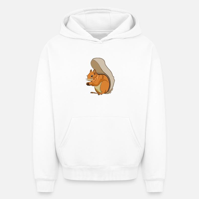 Écureuil - Sweat à capuche unisexe oversize épais SPREAD - blanc