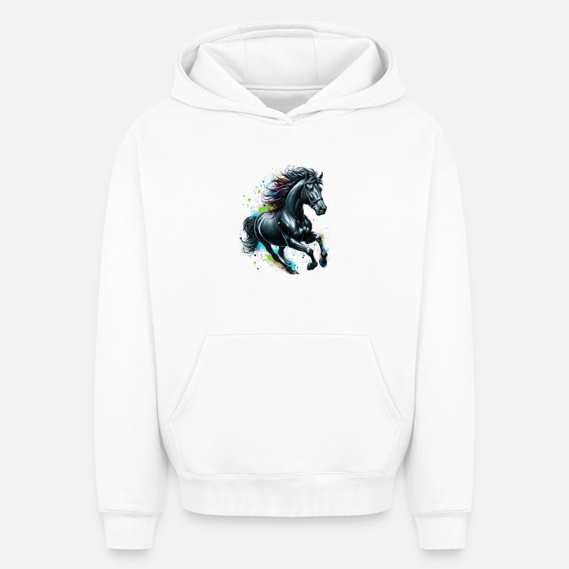 Cheval - Sweat à capuche unisexe oversize épais SPREAD - blanc