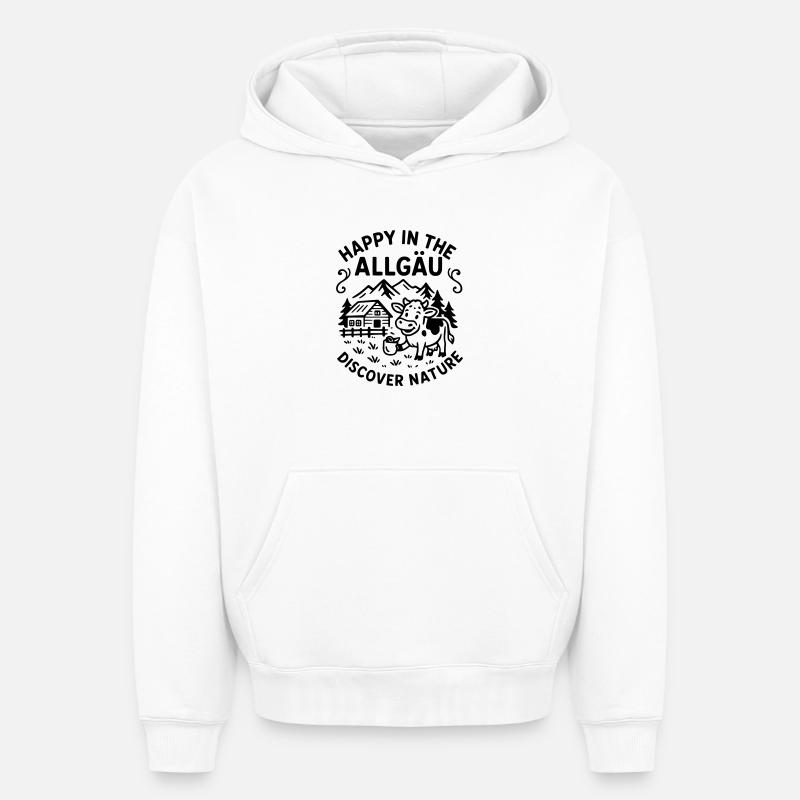 HappyAllgaeu - Sweat à capuche unisexe oversize épais SPREAD - blanc