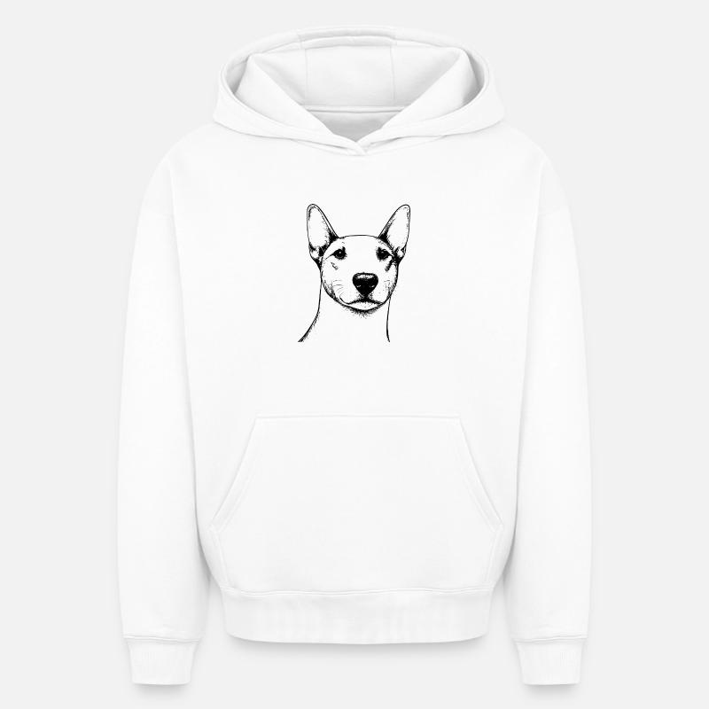 Contour du Bull Terrier - Sweat à capuche unisexe oversize épais SPREAD - blanc