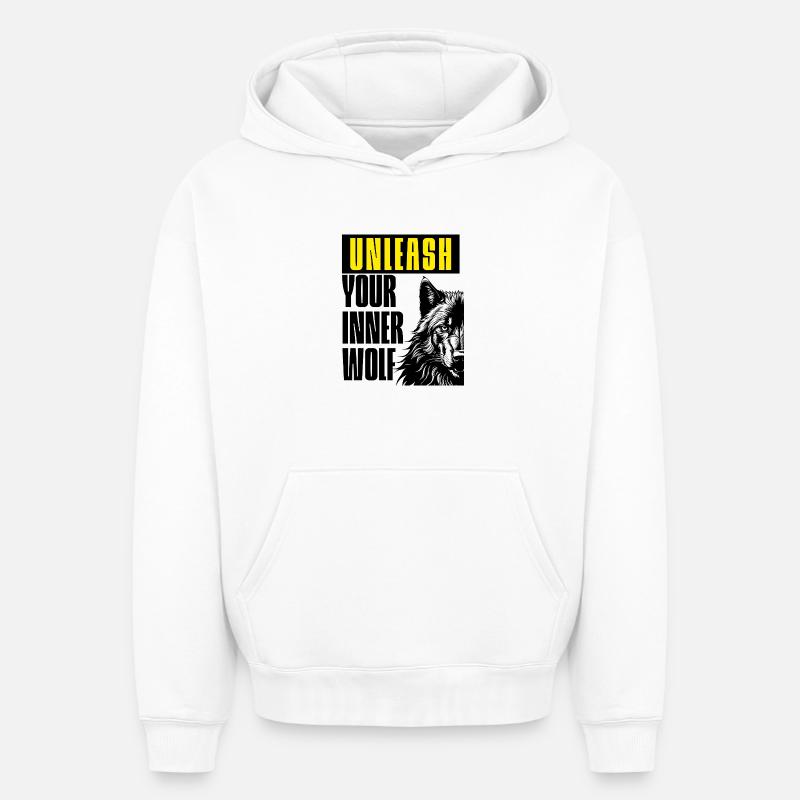 Libérez le loup - Sweat à capuche unisexe oversize épais SPREAD - blanc