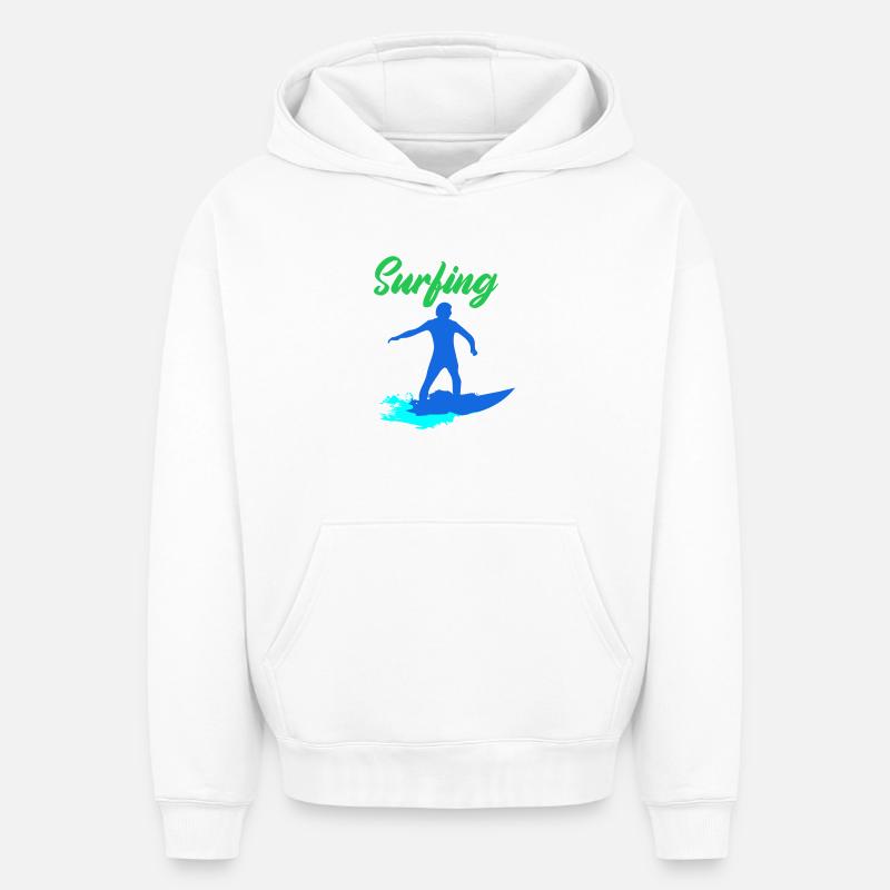Surfeur - Sweat à capuche unisexe oversize épais SPREAD - blanc