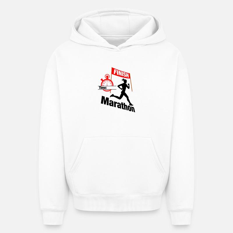 Coureuse marathonienne – Temps de course - Sweat à capuche unisexe oversize épais SPREAD - blanc