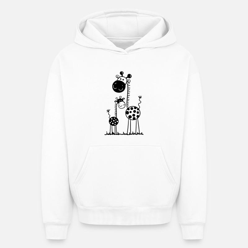 Drôle Girafes - Sweat à capuche unisexe oversize épais SPREAD - blanc