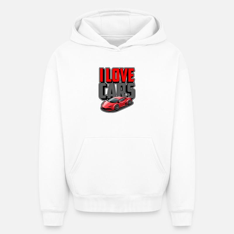 J’adore les voitures - Sweat à capuche unisexe oversize épais SPREAD - blanc