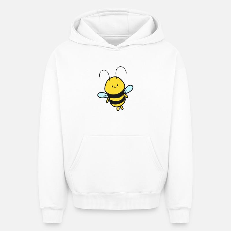 Abeille - Sweat à capuche unisexe oversize épais SPREAD - blanc