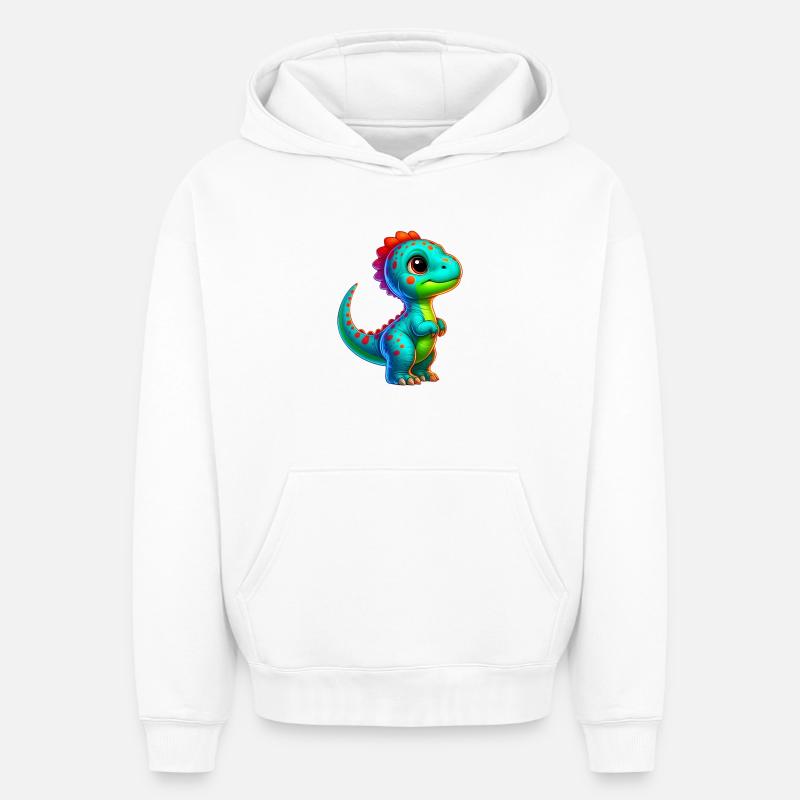 Dinosaure - Sweat à capuche unisexe oversize épais SPREAD - blanc