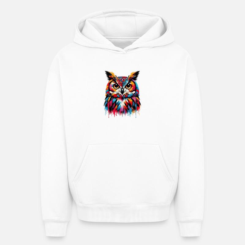 Hibou - Sweat à capuche unisexe oversize épais SPREAD - blanc