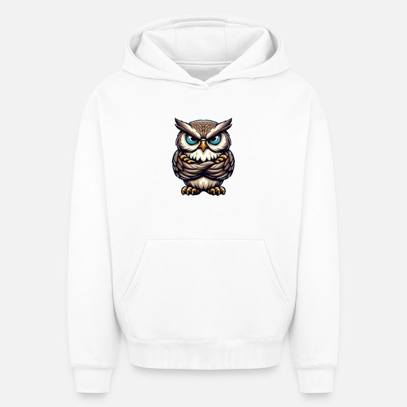 Hibou - Sweat à capuche unisexe oversize épais SPREAD - blanc