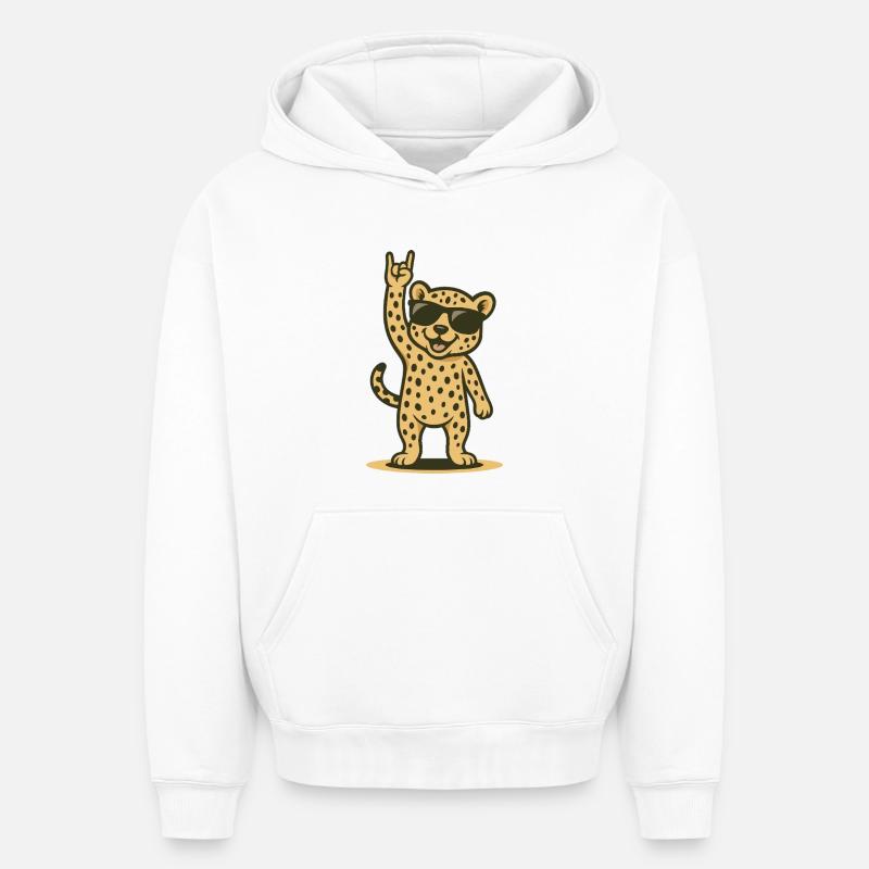 Rocker Star Bébé Guépard - Sweat à capuche unisexe oversize épais SPREAD - blanc