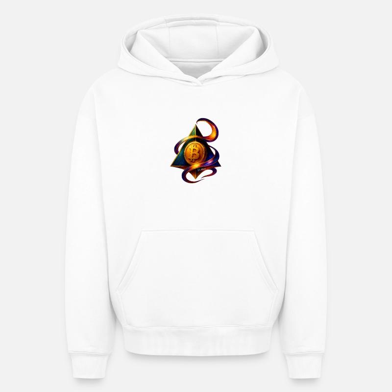 Conception créative Bitcoin et Blockchain - Sweat à capuche unisexe oversize épais SPREAD - blanc