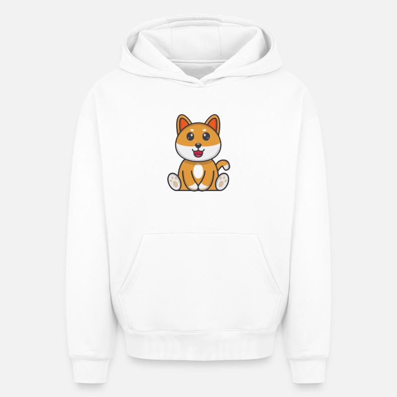 Chien - Sweat à capuche unisexe oversize épais SPREAD - blanc