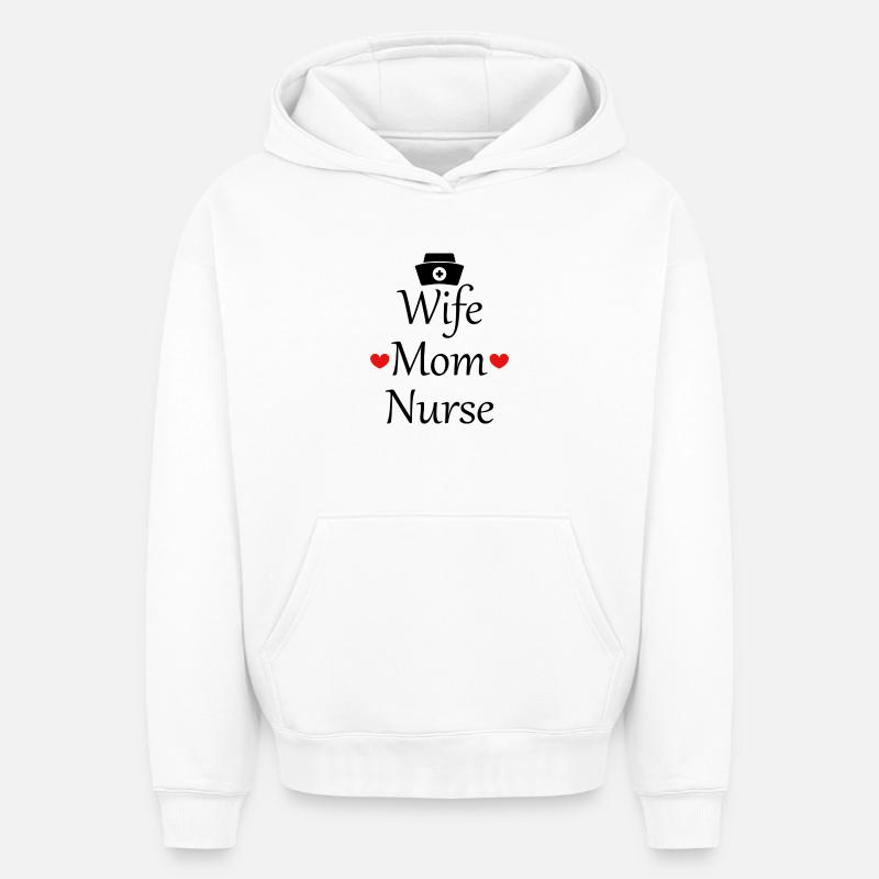 Femme, maman, infirmière - Sweat à capuche unisexe oversize épais SPREAD - blanc