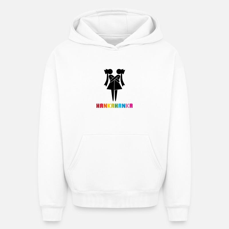 HANKAHANKA - Sweat à capuche unisexe oversize épais SPREAD - blanc