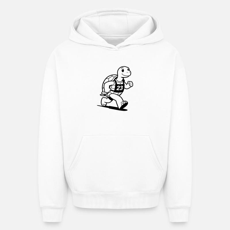 Turtle Marathon - Oversized Heavyweight Unisex Hoodie - Weiß