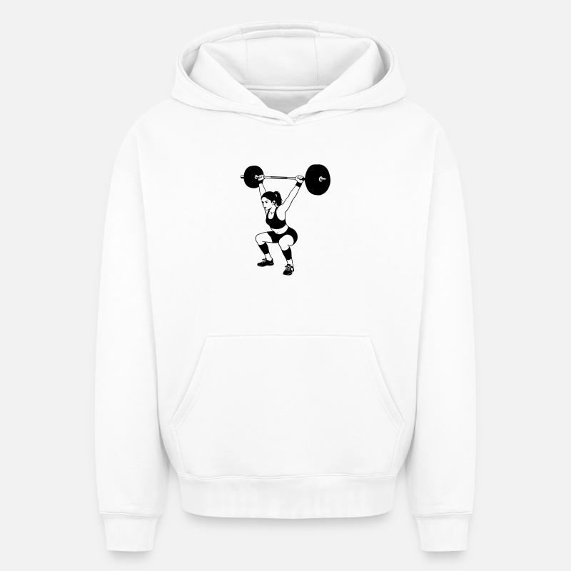 haltérophilie - Sweat à capuche unisexe oversize épais SPREAD - blanc