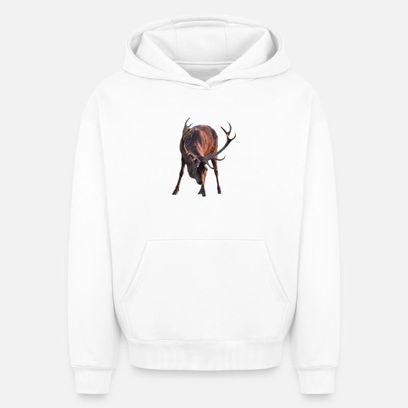 Cerf avec des bois voûté - Sweat à capuche unisexe oversize épais SPREAD - blanc