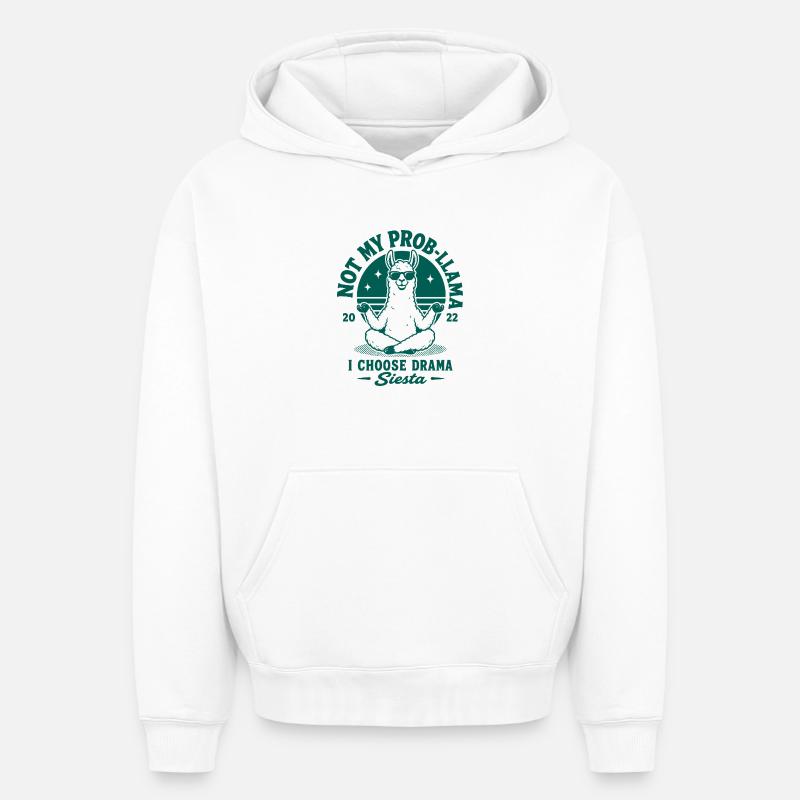 Pas ma sieste prob-llama - Sweat à capuche unisexe oversize épais SPREAD - blanc