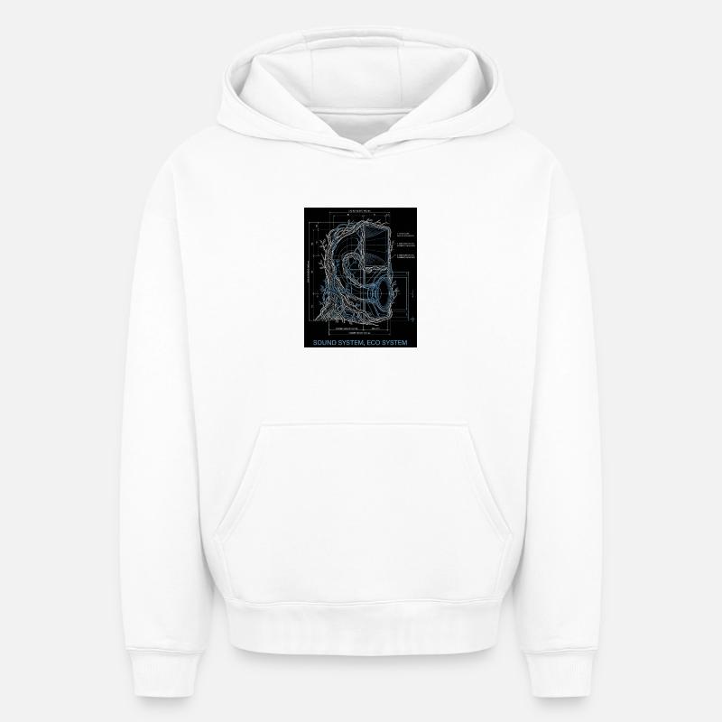 Système audio Eco - Sweat à capuche unisexe oversize épais SPREAD - blanc