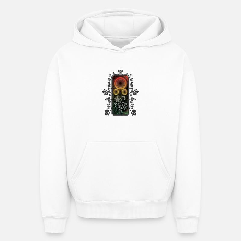 Brillance du système de son reggae - Sweat à capuche unisexe oversize épais SPREAD - blanc