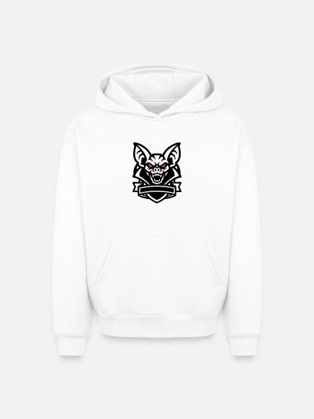 Fledermaus Maskottchen Logo - Oversized Heavyweight Unisex Hoodie - Weiß