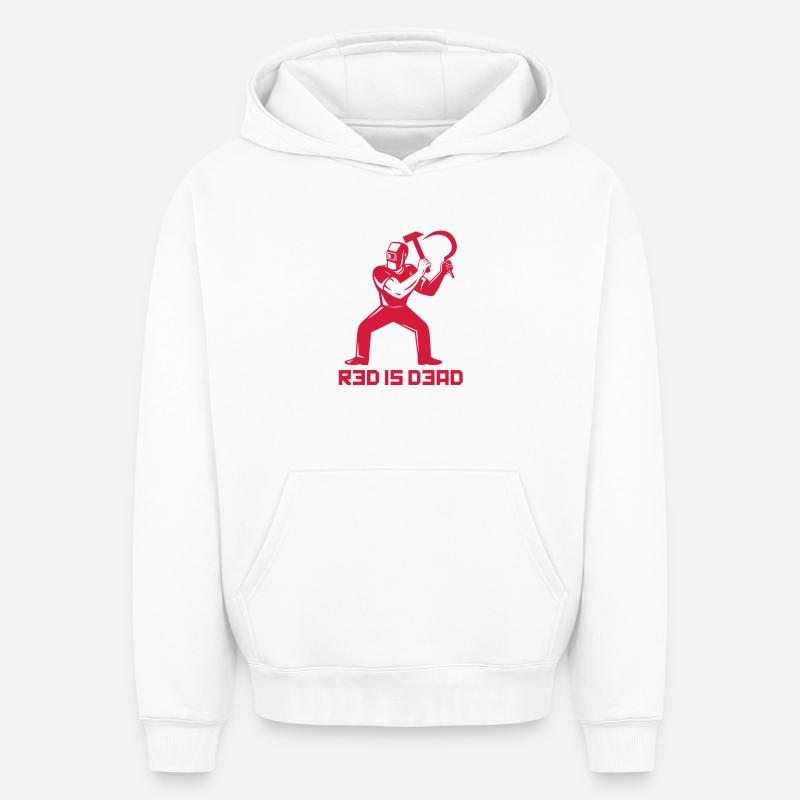 Red is Dead - Sweat à capuche unisexe oversize épais SPREAD - blanc