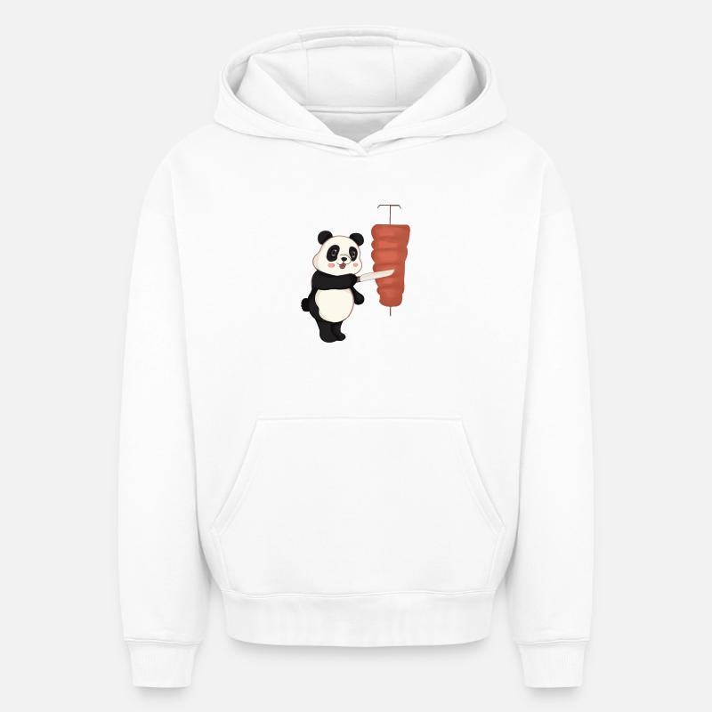 Doner Kebab Panda Kebab - Sweat à capuche unisexe oversize épais SPREAD - blanc