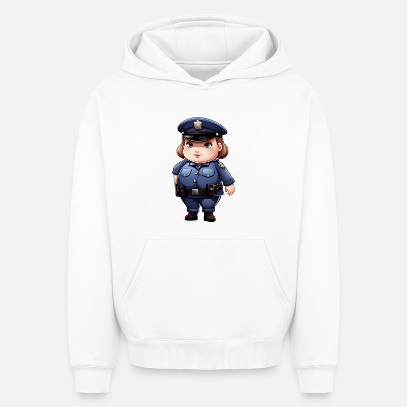Grosse policière - Sweat à capuche unisexe oversize épais SPREAD - blanc