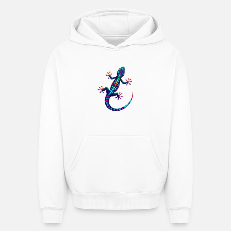 Gecko - Sweat à capuche unisexe oversize épais SPREAD - blanc